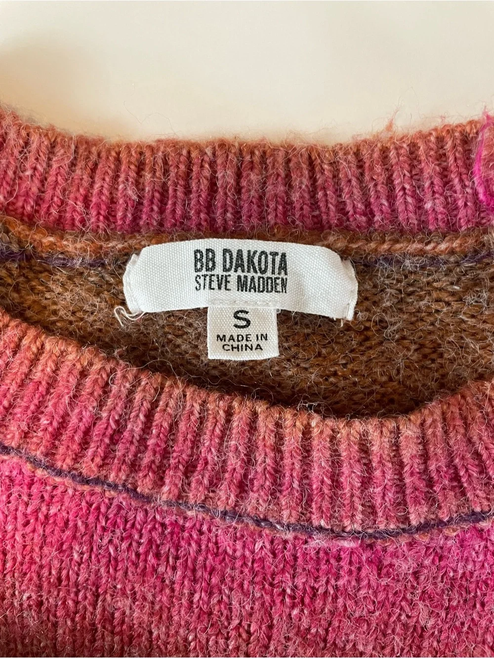 BB Dakota by Steve Madden Rainbow Ombre Striped Knit Sweater S